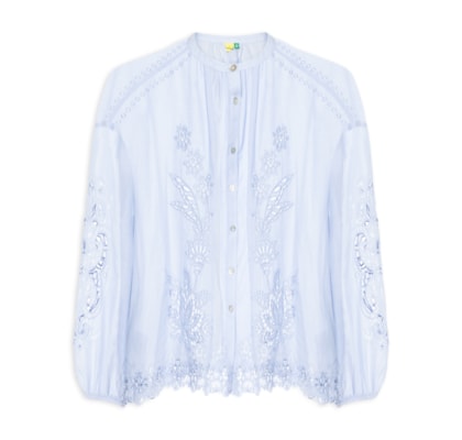 Bata Feminina Bordada Richelieu - Azul