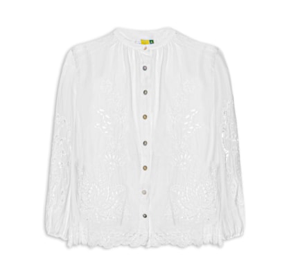 Bata Feminina Bordada Richelieu - Branco