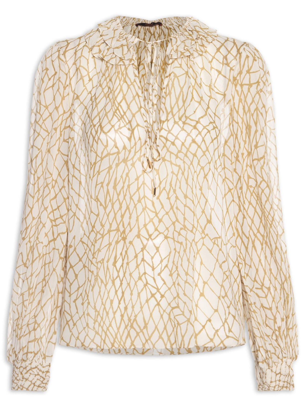 Bata Feminina Com Gola Babado - Bege