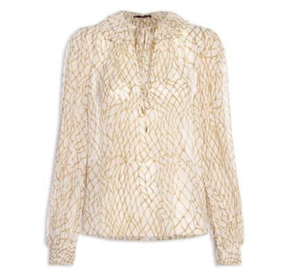 Bata Feminina Com Gola Babado - Bege