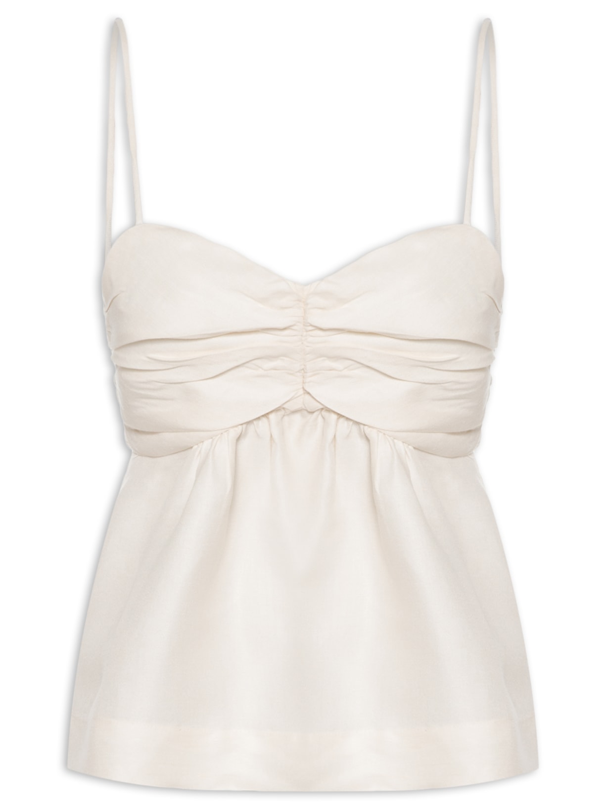 Bata Feminina Com Linho Busto Franzido - Branco