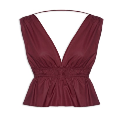 Bata Feminina De Algodão Detalhe Franzido - Vermelho