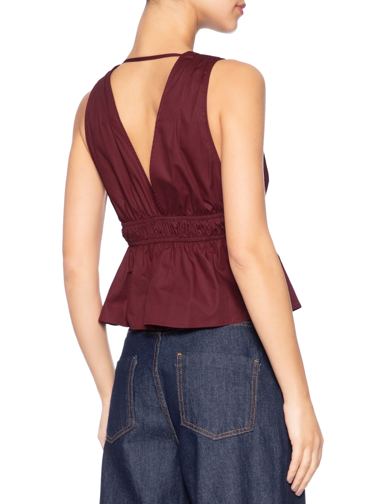 Bata Feminina De Algodão Detalhe Franzido Vermelho Animale