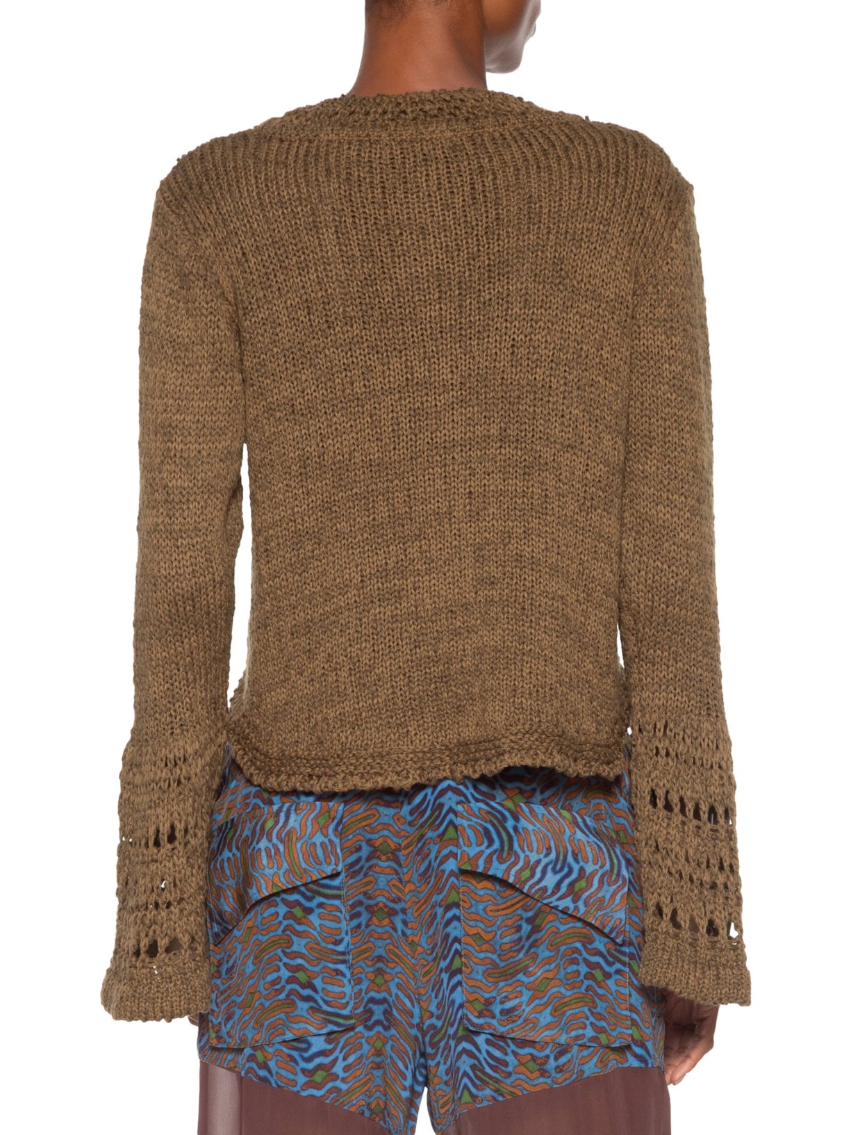 Bata Feminina De Tricot Com Mix De Pontos e Manga Sino Marrom Animale