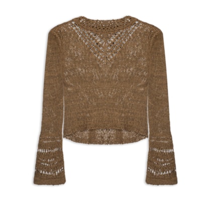 Bata Feminina Decote Aberto De Tricot Over - Marrom