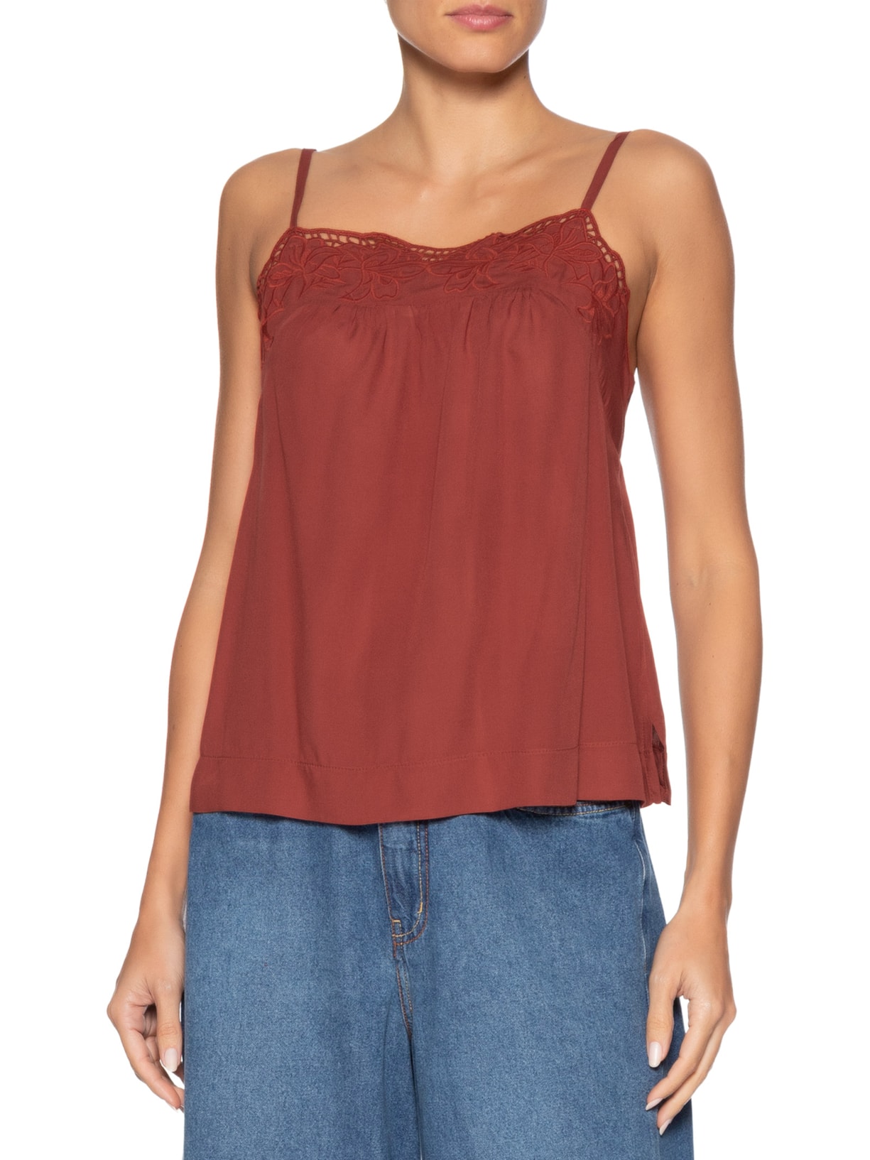 Bata Feminina Decote Bordado Vermelho Dress To