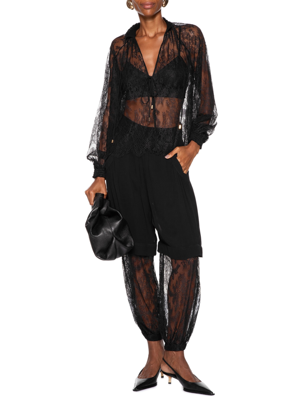 Bata Feminina Decote Renda Preto Animale