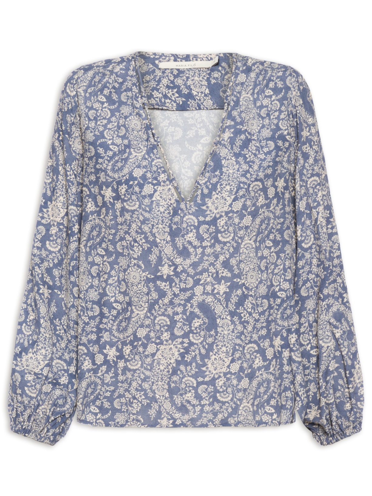 Bata Feminina Detalhe Decote Estampa Maze - Azul