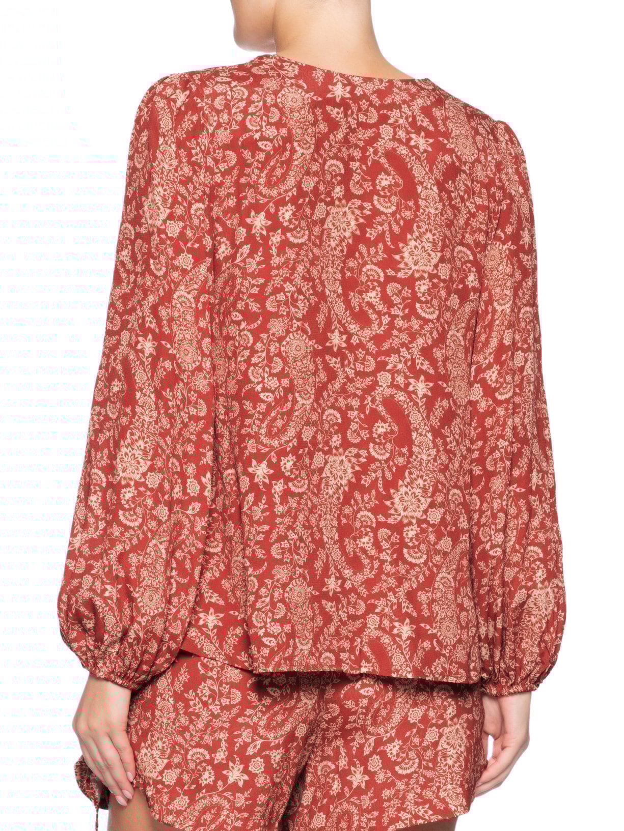 Bata Feminina Detalhe Decote Estampa Maze Vermelho Maria Filó