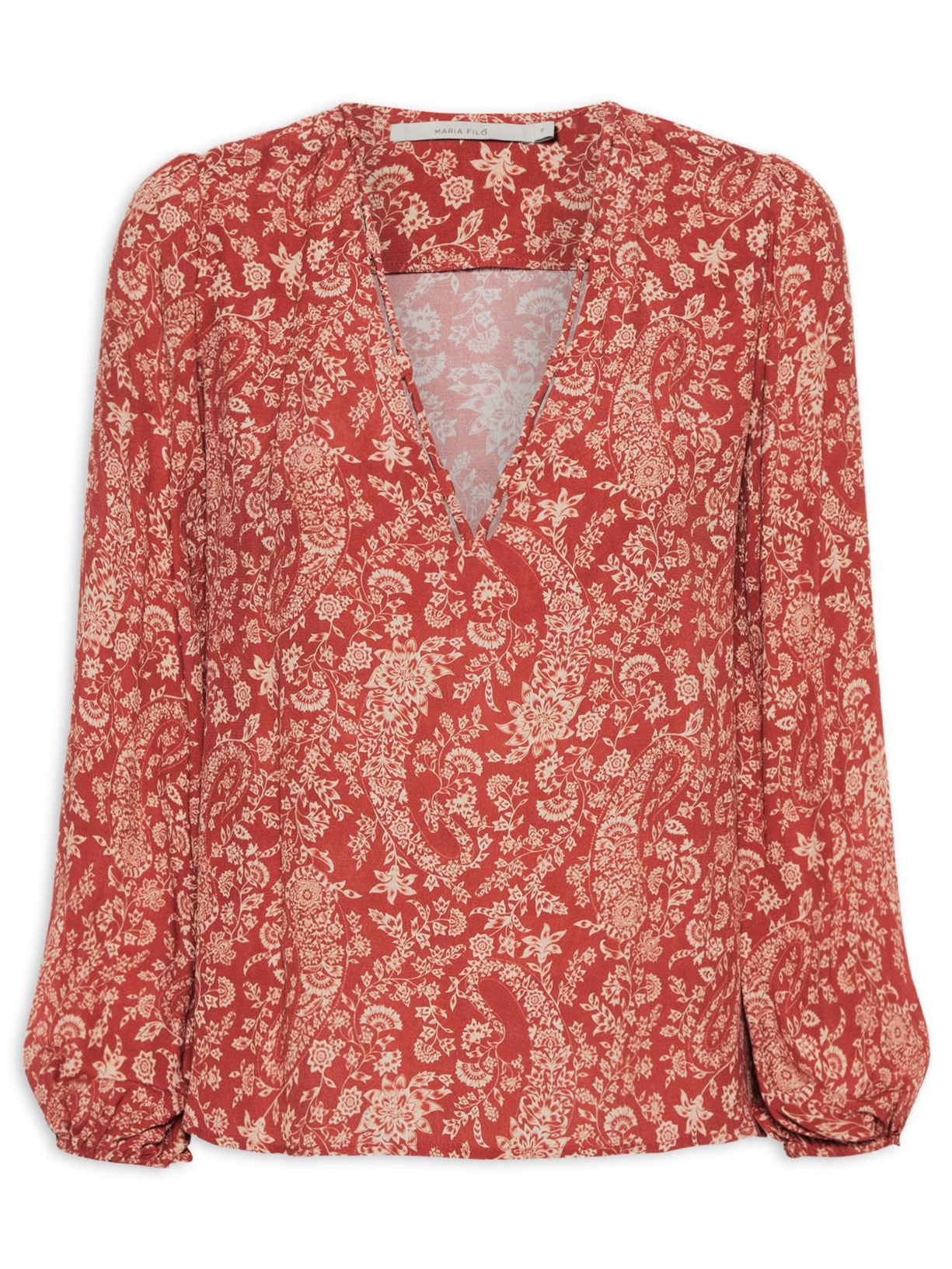 Bata Feminina Detalhe Decote Estampa Maze - Vermelho