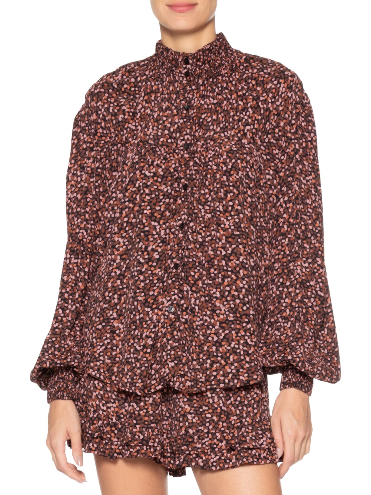 Bata Feminina Estampa Céu Noturno Marrom Dress To