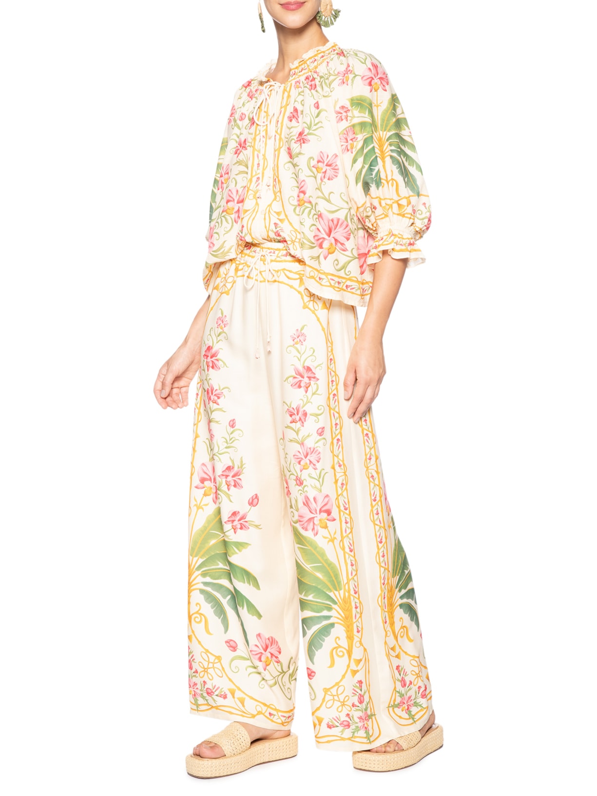 Bata Feminina Floral Nusa Off White Farm