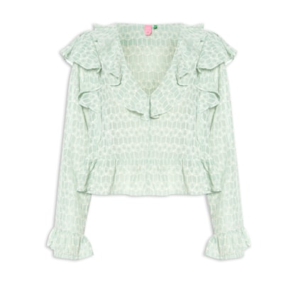 Bata Feminina Fluida Babados Coqueirinho - Verde