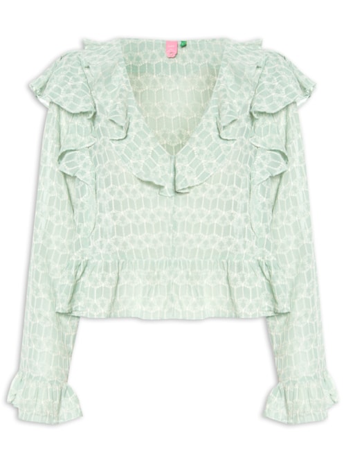 Bata Feminina Fluida Babados Coqueirinho - Verde