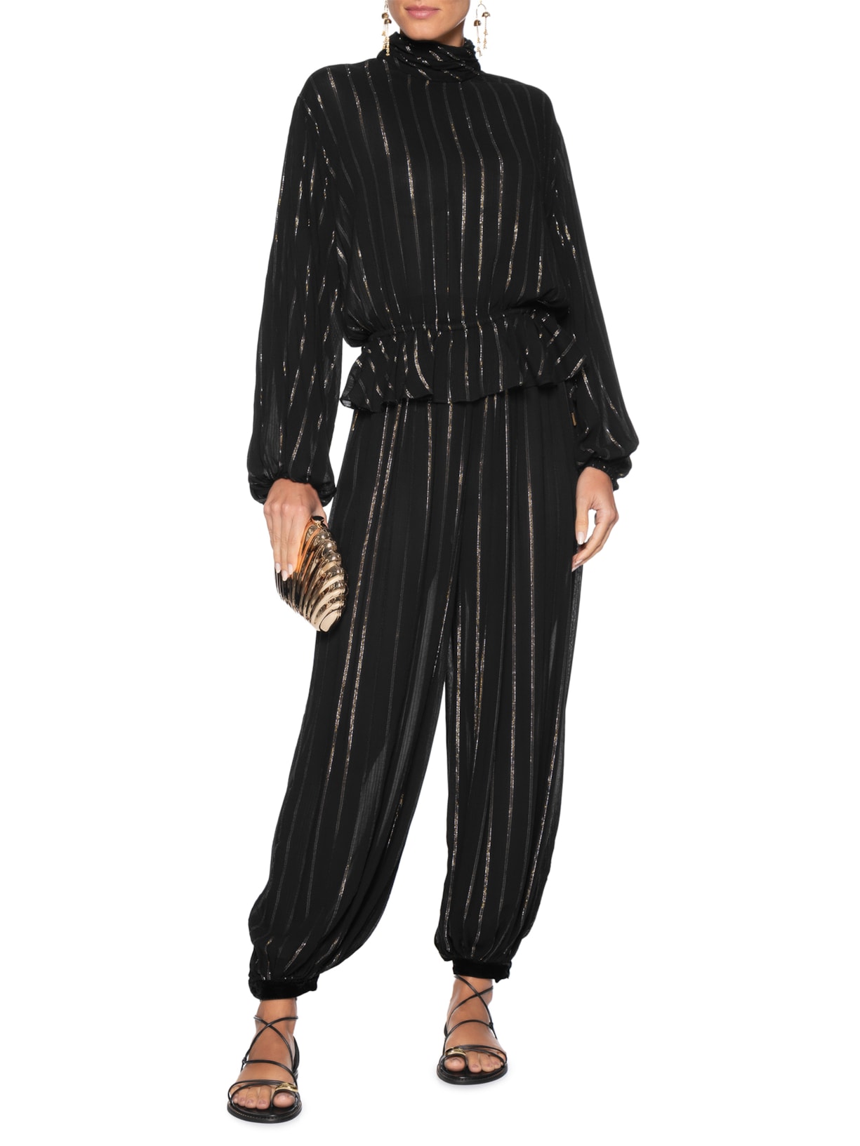 Bata Feminina Gola Lurex Preto Dress To