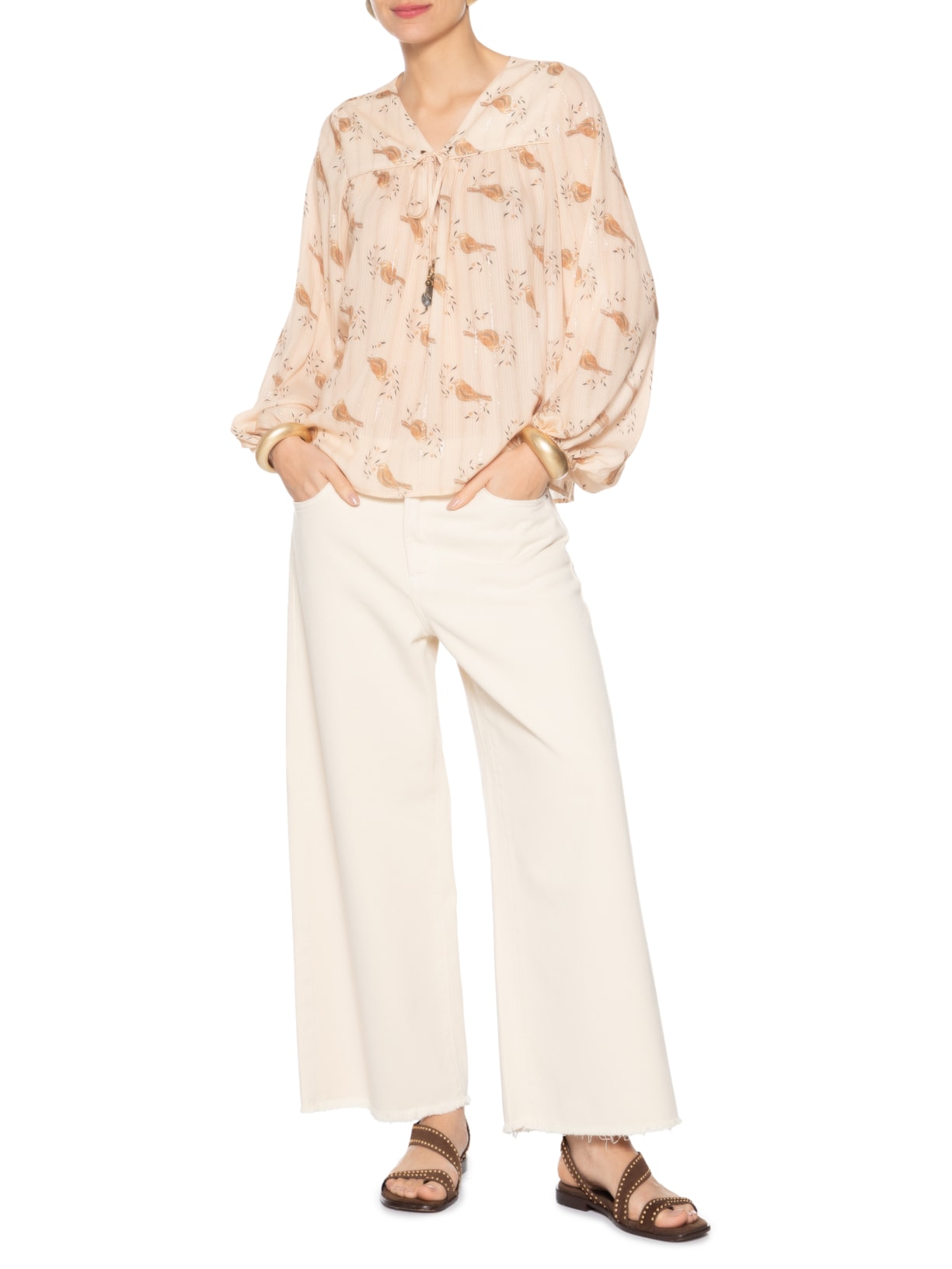 Bata Feminina Ilhós Estampa Sunny Bege Maria Filó