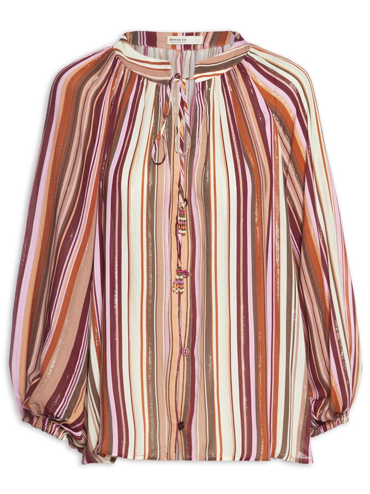 Bata Feminina Lurex Estampa Listra Aurora Rosa Dress To