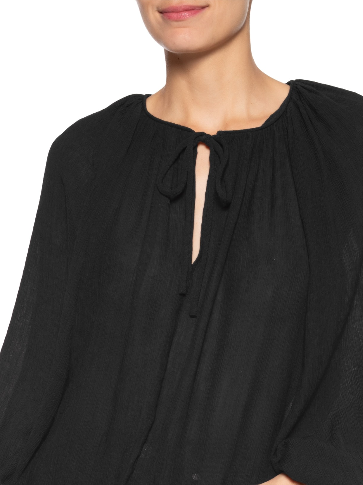 Bata Feminina Manga Bufante Preto Maria Filó