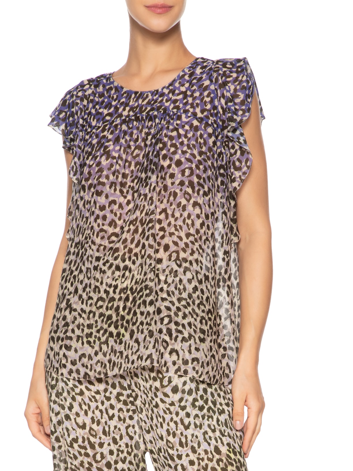 Bata Feminina Manga Curta Degradê Animal Print Animale