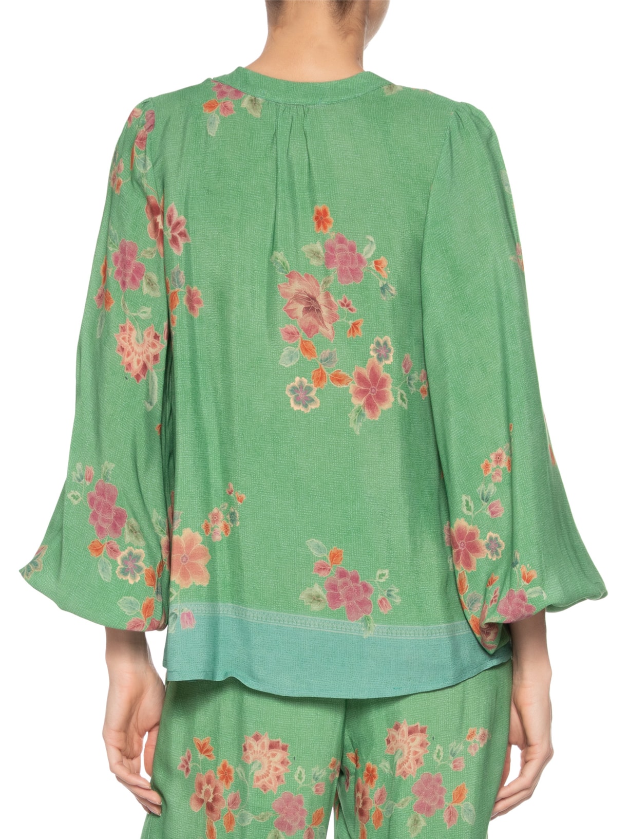 Bata Feminina Manga Longa Estampa Bliss Verde Maria Filó