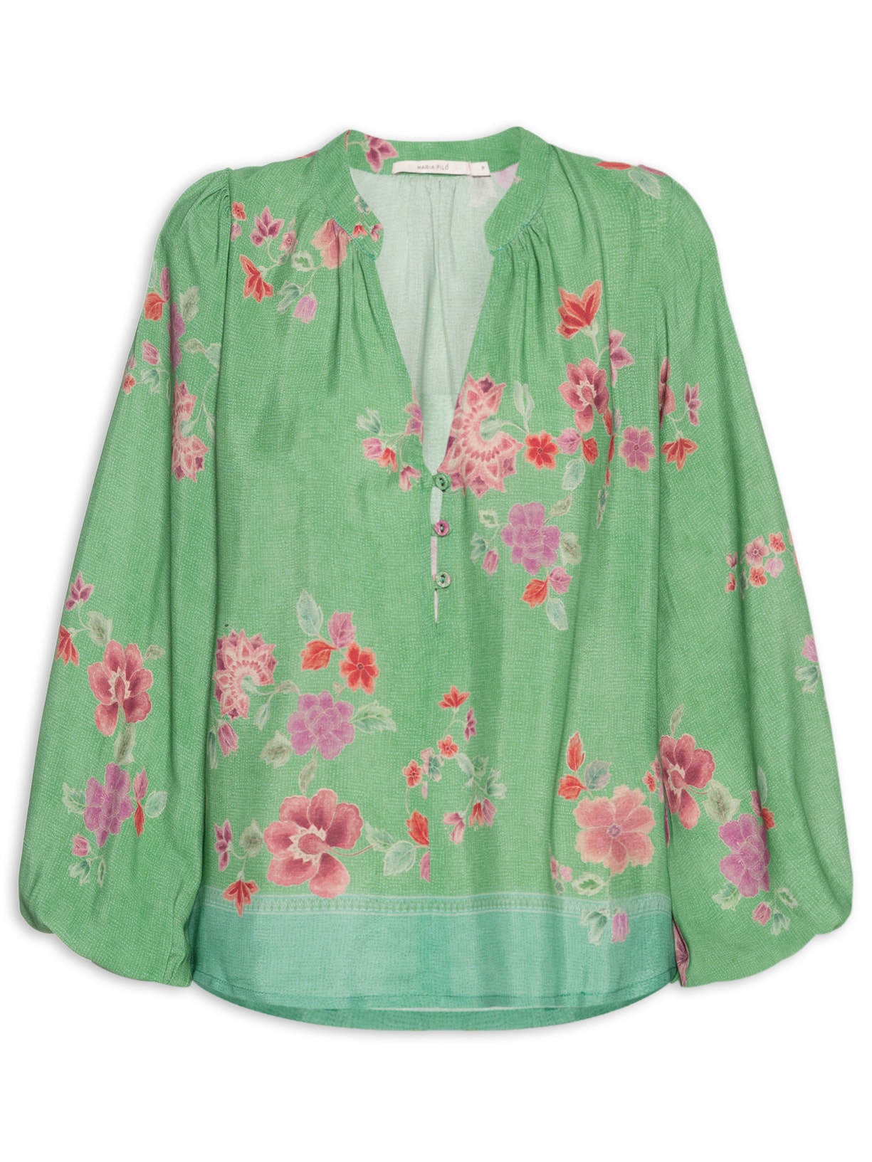 Bata Feminina Manga Longa Estampa Bliss Verde Maria Filó