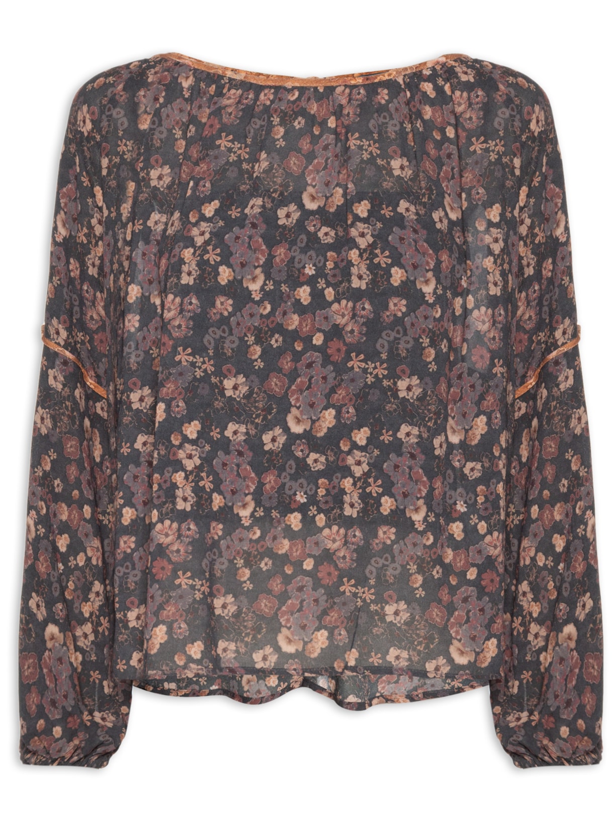 Bata Feminina Manga Longa Estampa Lush Mix - Cinza