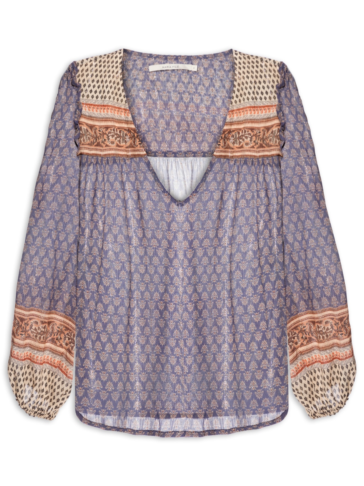 Bata Feminina Manga Longa Estampa Pailin - Azul