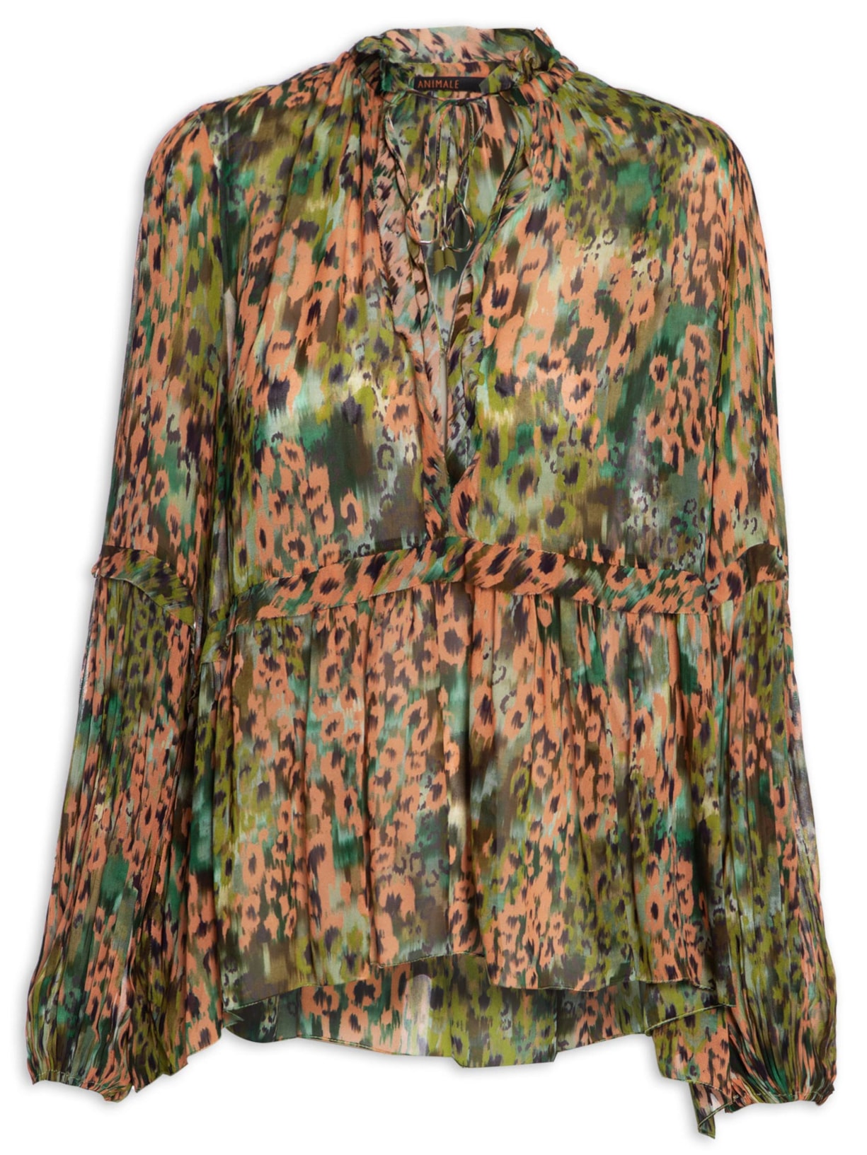 Bata Feminina Manga Longa Onça Camuflada - Verde