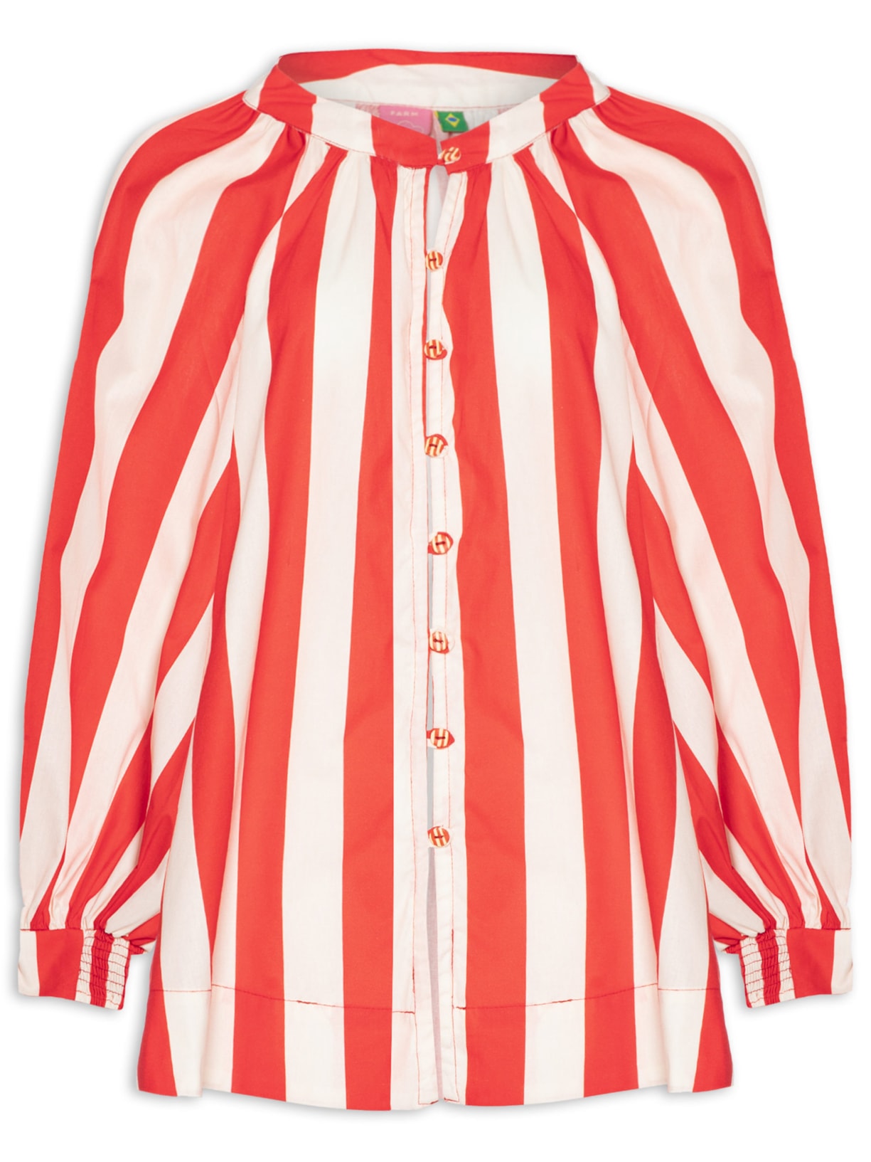 Bata Feminina Mangas Listras - Vermelho