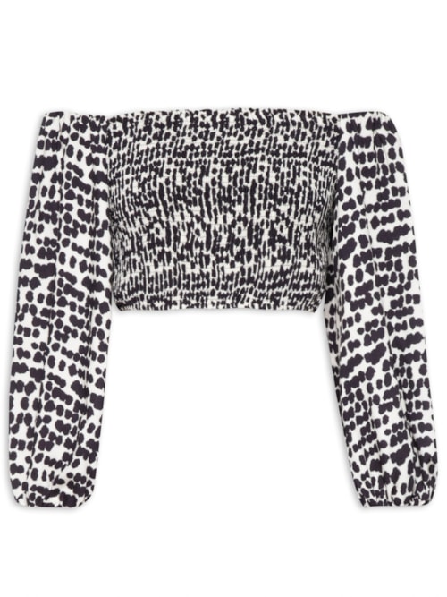 Bata Feminina Ombro A Ombro Pois Grafite - Preto