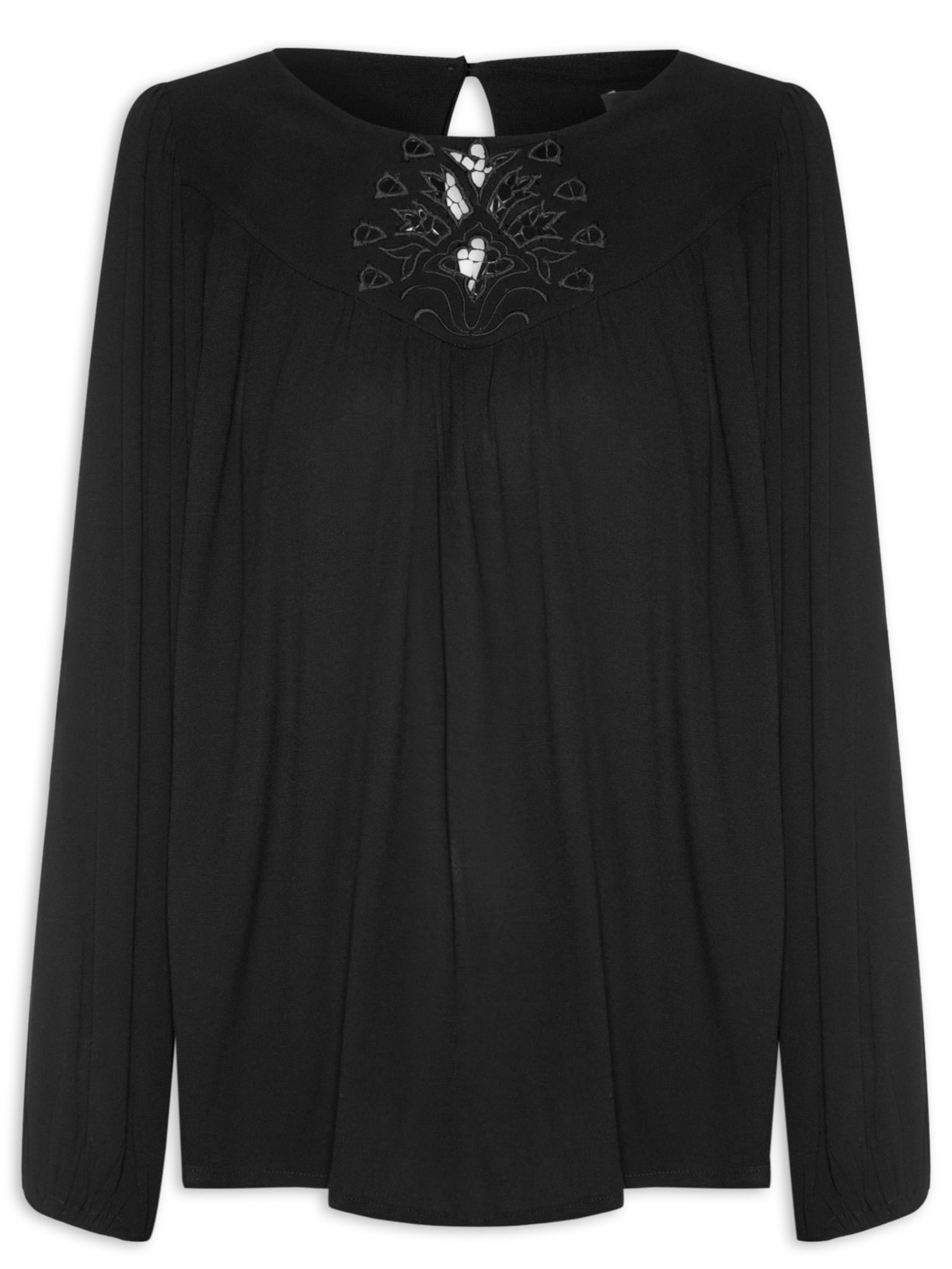 Bata Feminina Pala Bordado Richelieu - Preto