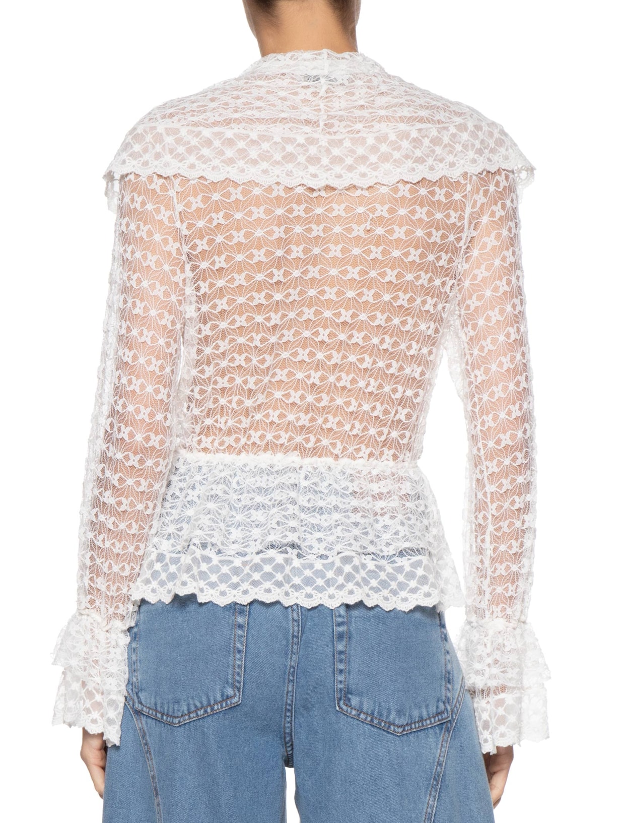 Bata Feminina Renda Babado Branco Dress To