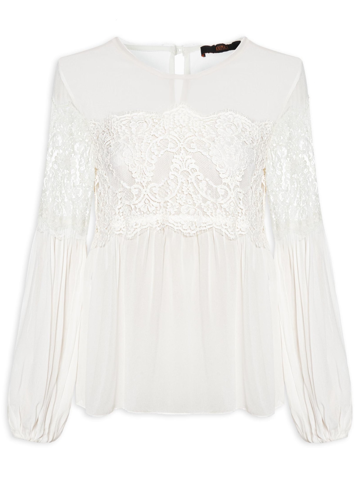 Bata Feminina Renda Vazada Basic - Branco