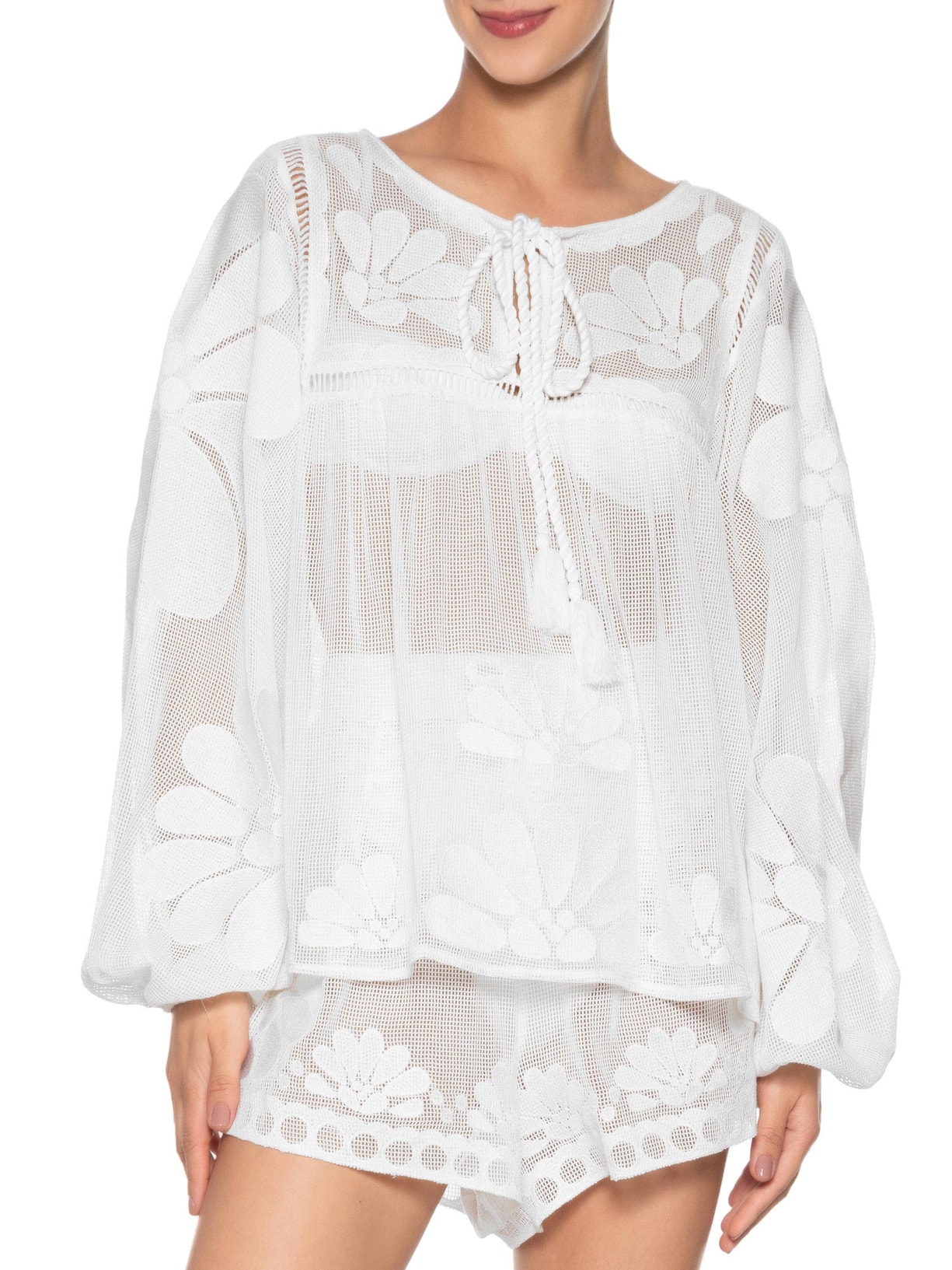 Bata Feminina Tela Cutwork Palermo Branco Farm Praia