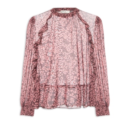 Bata Feminina Tule Estampa Felina - Marrom