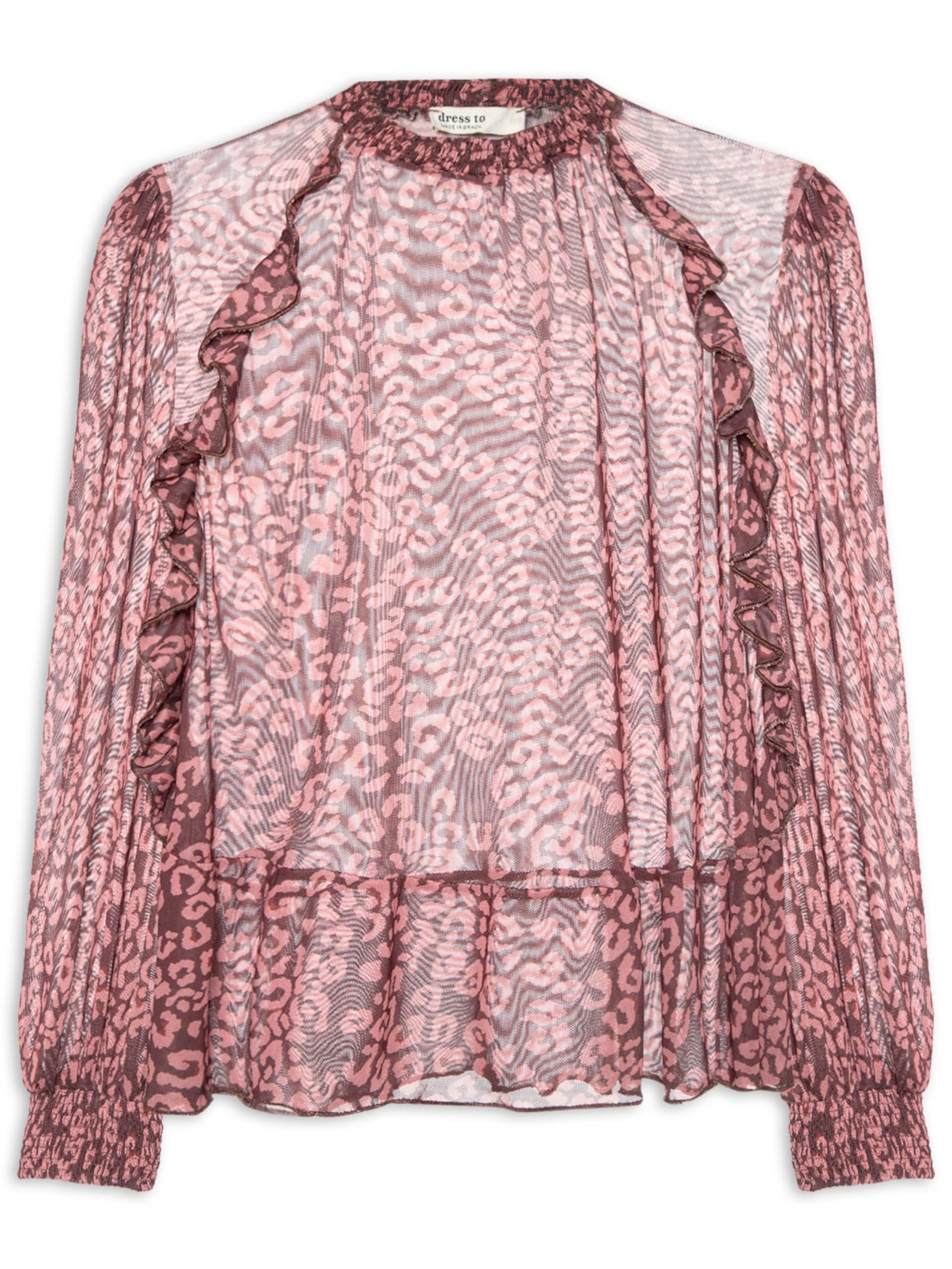 Bata Feminina Tule Estampa Felina - Marrom