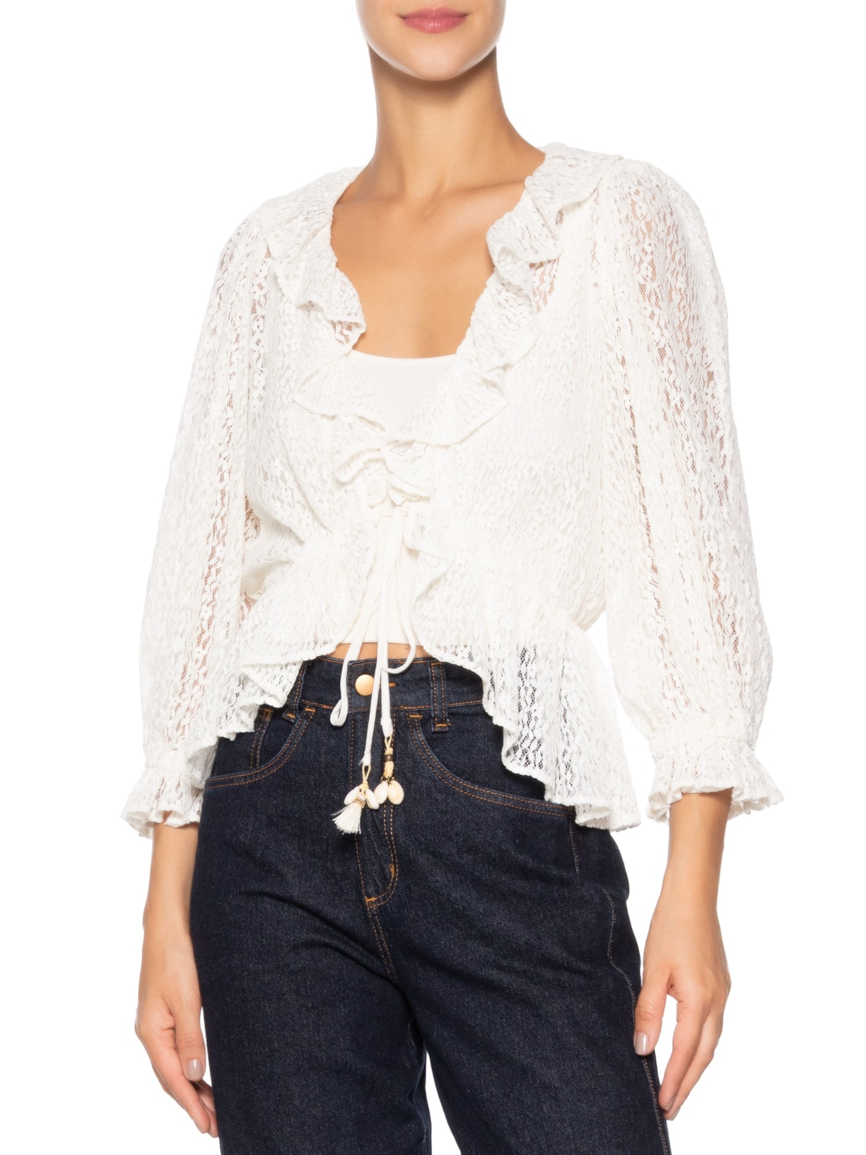 Bata Feminina Tule Rendada Branco Dress To