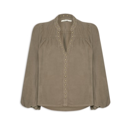 Bata Feminina Veludo Cotele Com Tachas - Verde