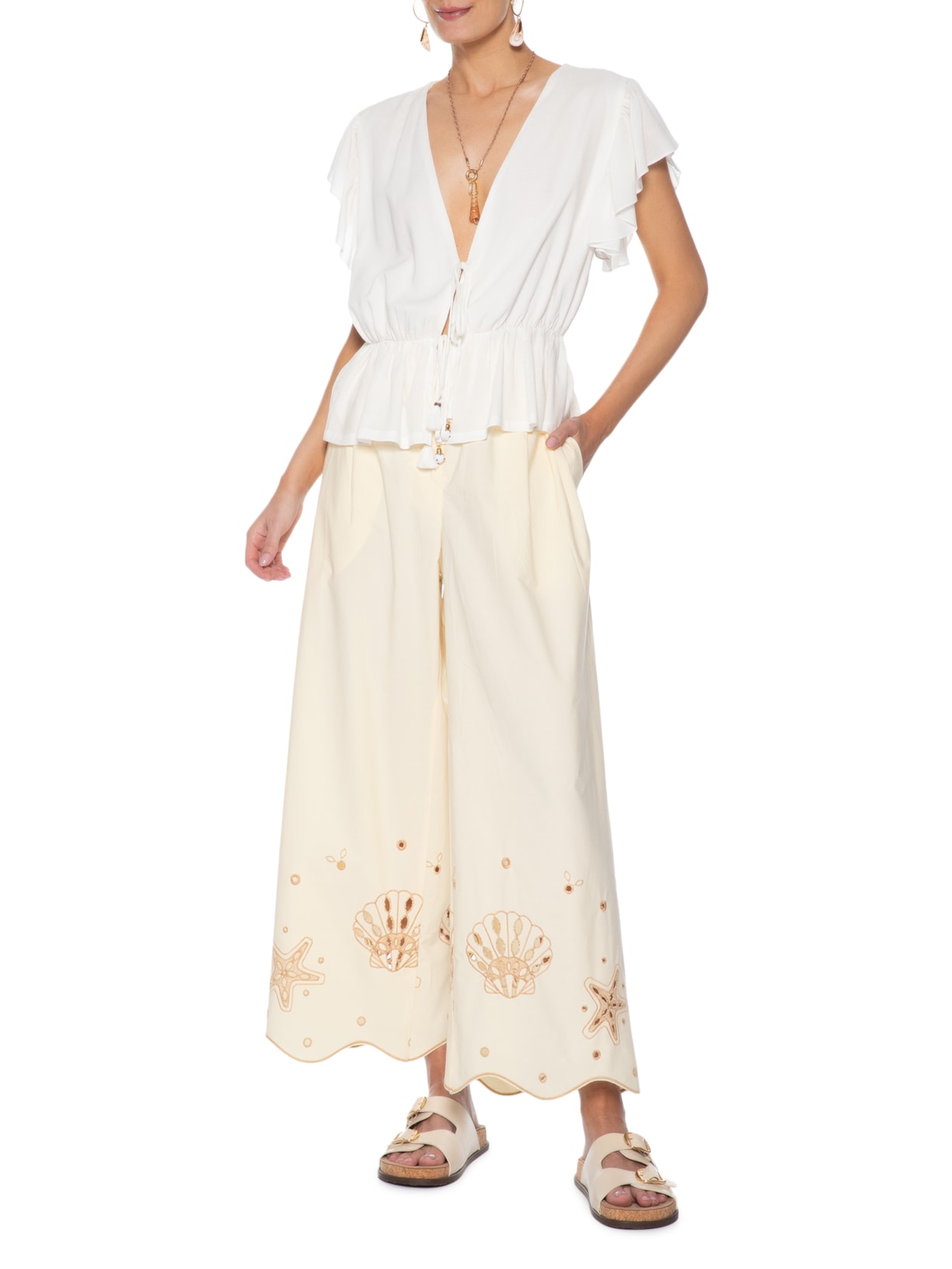 Bata Feminina Voil Detalhe Tela Macramê Branco Dress To
