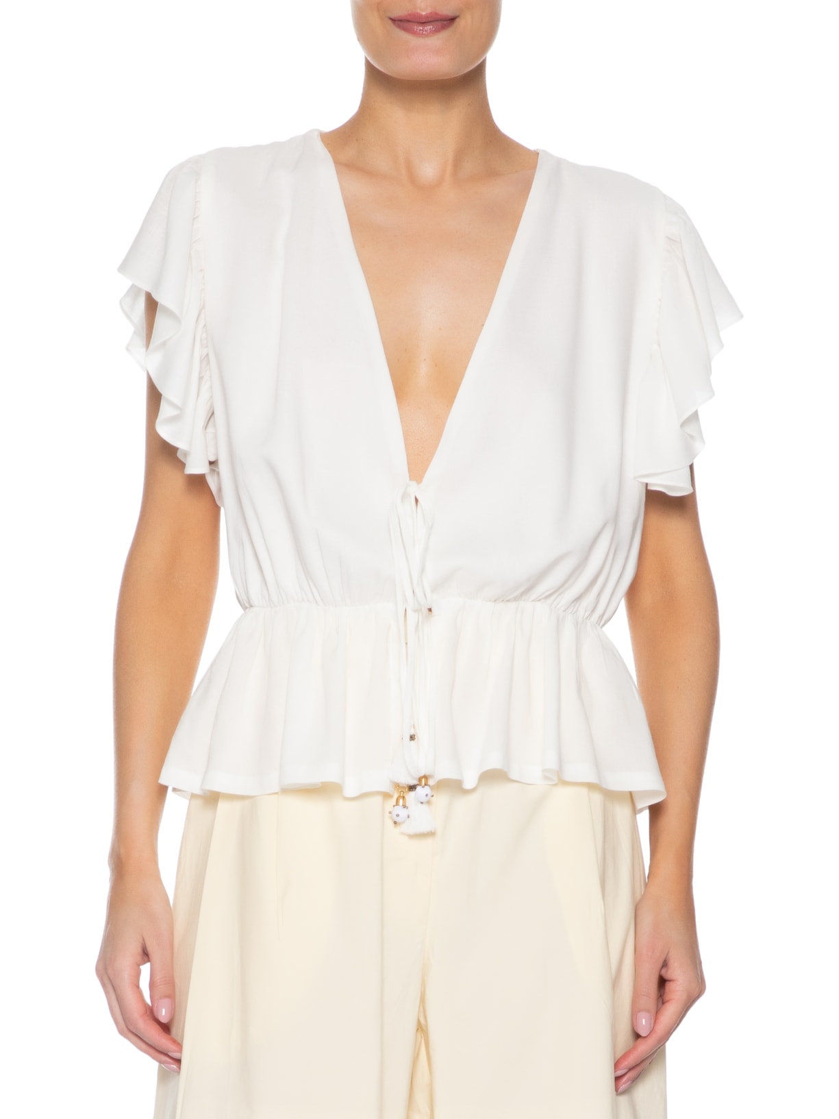 Bata Feminina Voil Detalhe Tela Macramê Branco Dress To