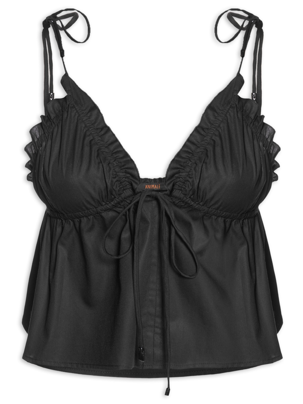 Bata Feminino De Algodão Top Triangulo Preto Animale
