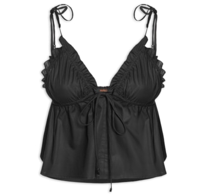 Bata Feminino De Algodão Top Triangulo - Preto
