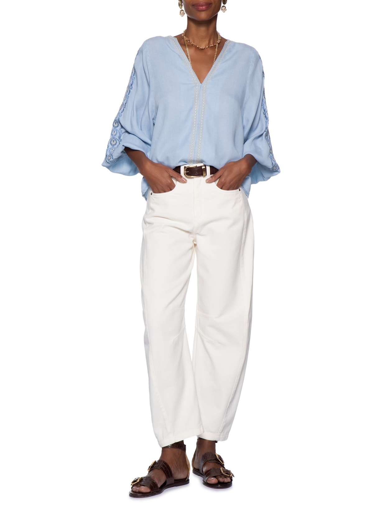 Bata Feminino Jeans Bordado Suzani – Azul Maria Filó