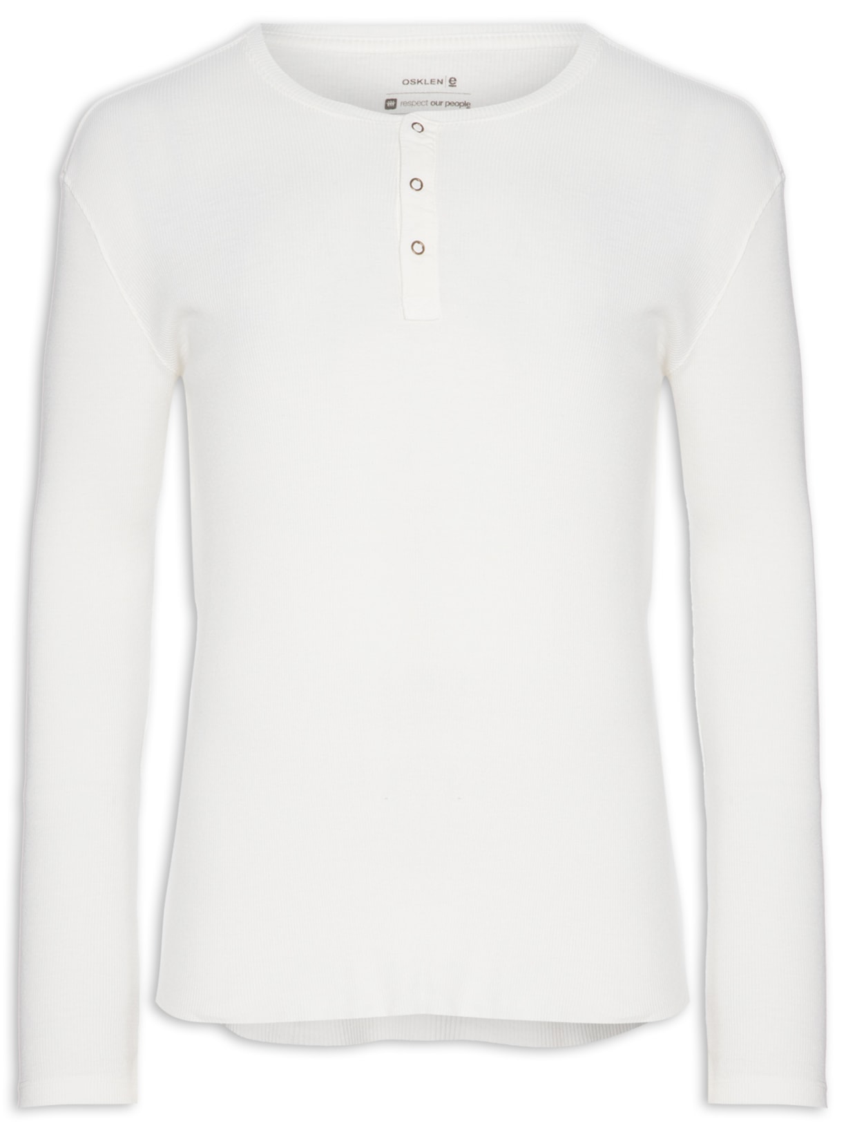 Bata Masculina Fit Ribbed Manga Longa - Off White