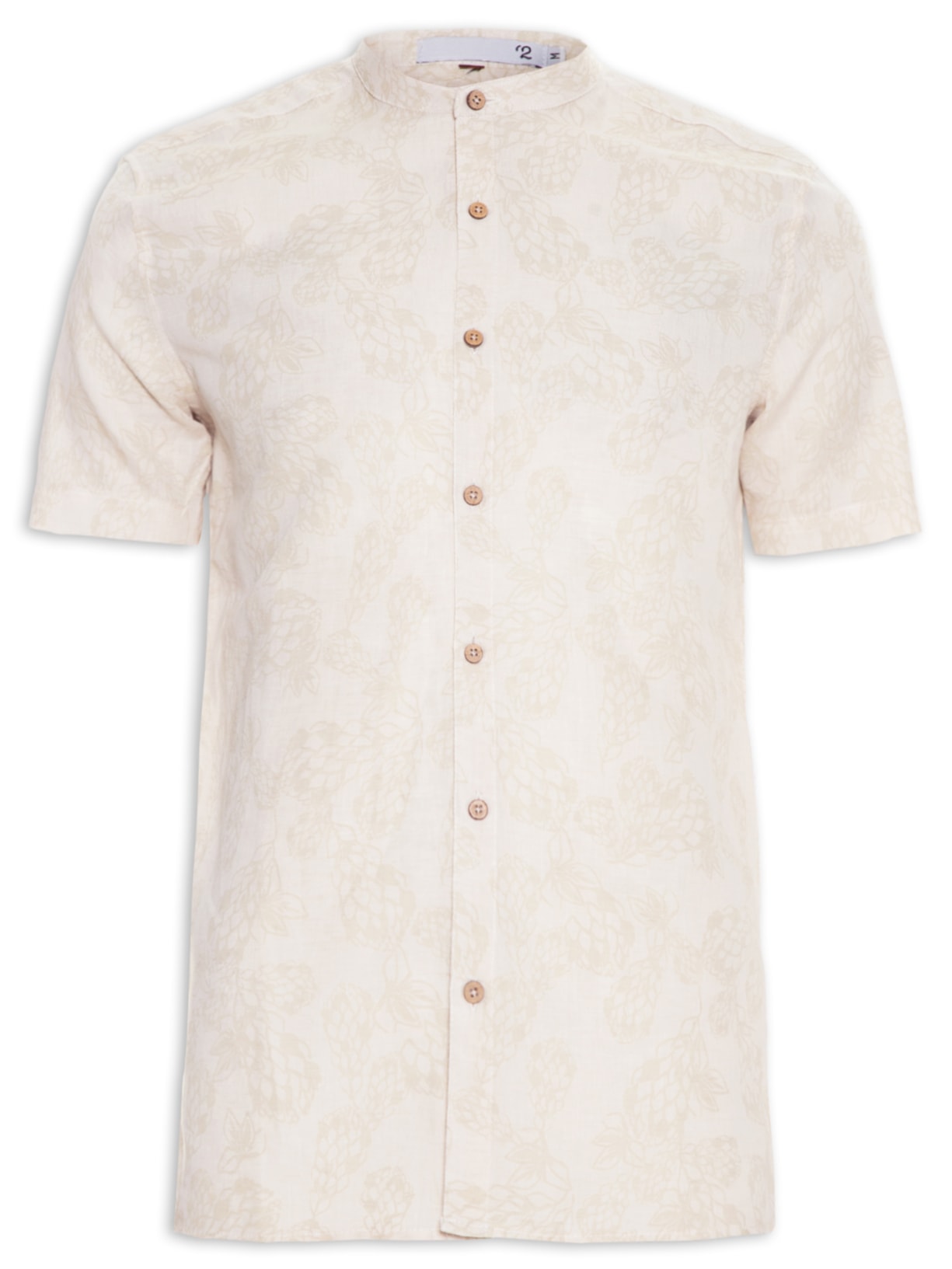 Bata Masculina Linho Manga Curta - Bege