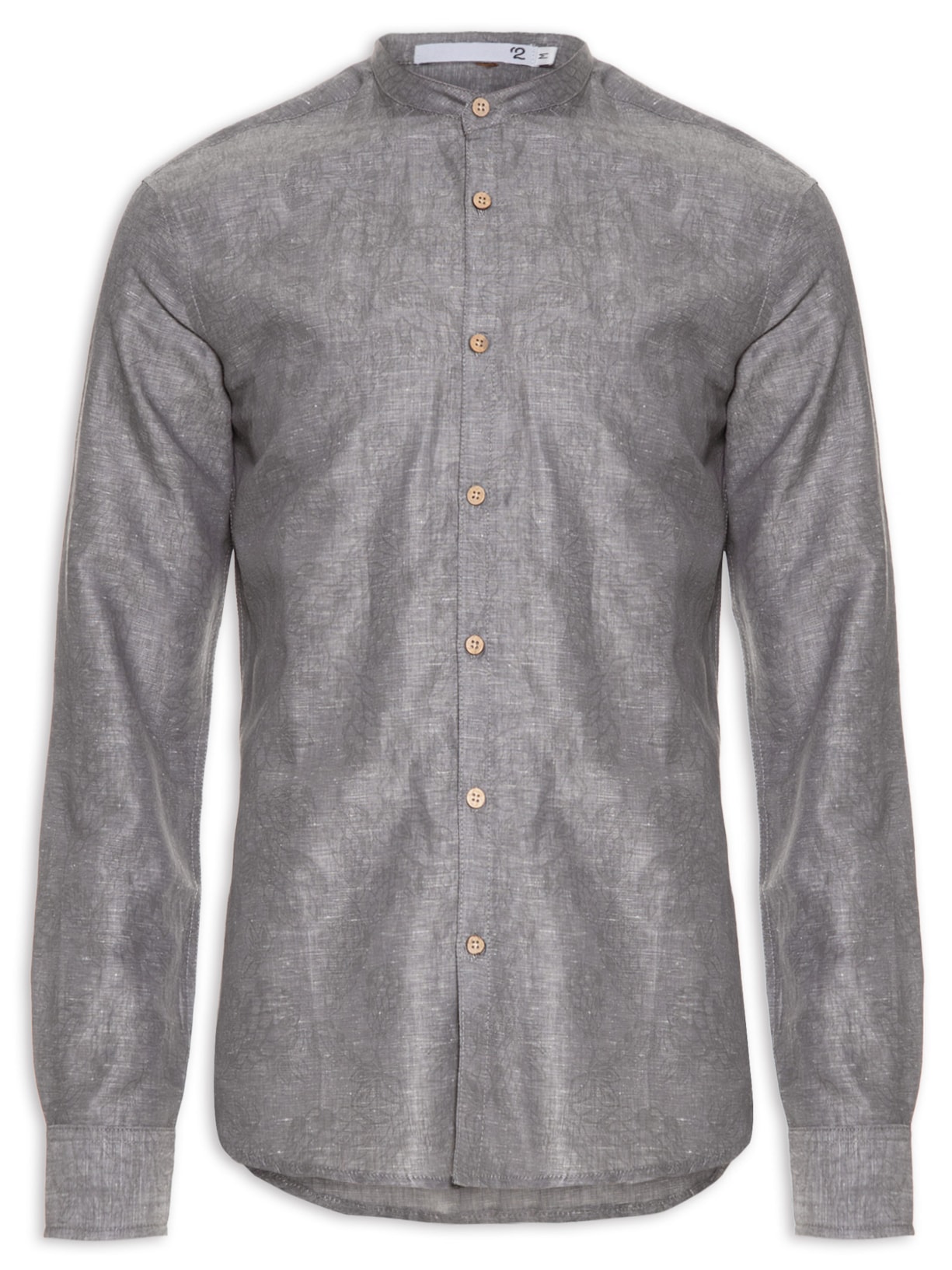 Bata Masculina Linho Manga Longa - Cinza