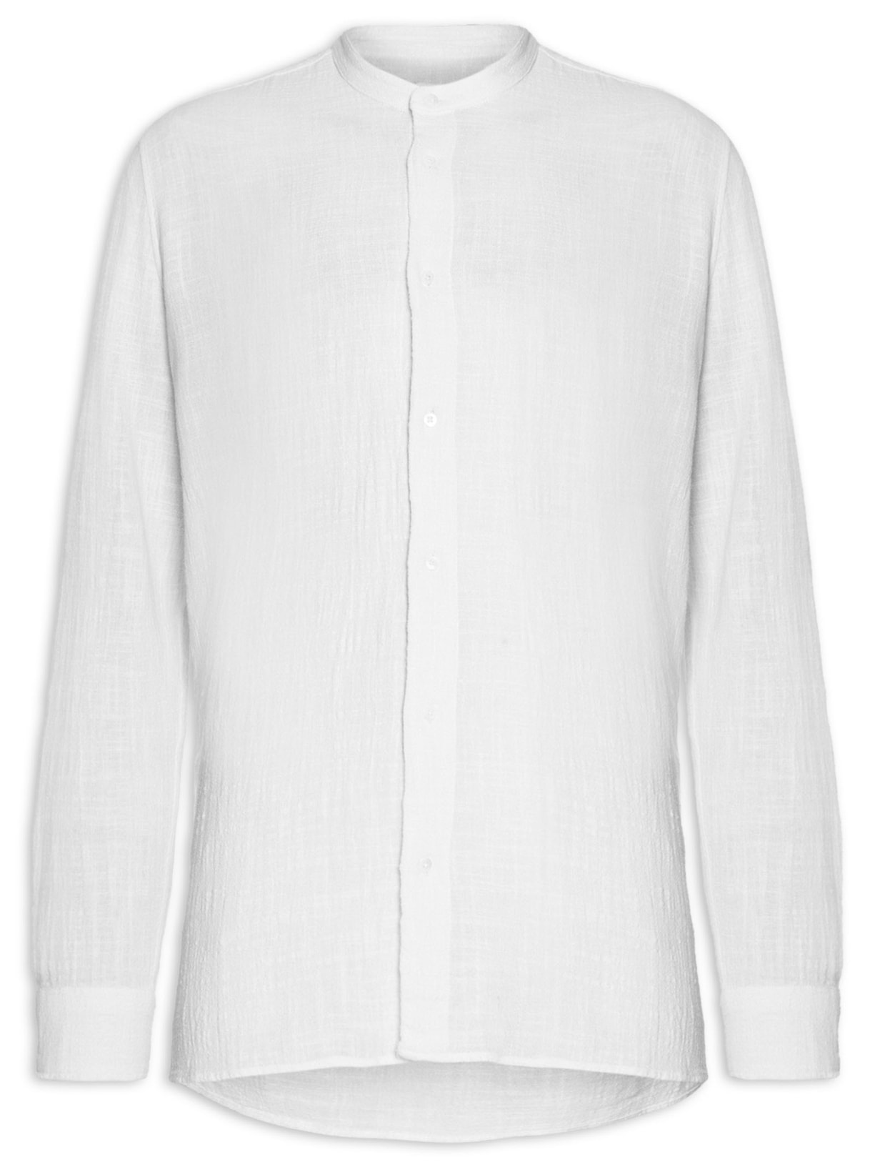 Bata Masculina Rustic Collar Cross Manga Longa - Branco