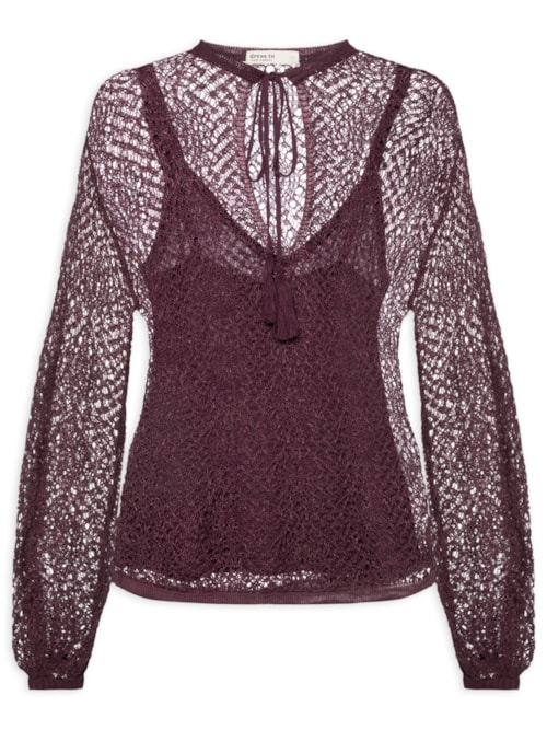 Bata Tricot Rendado – Marrom