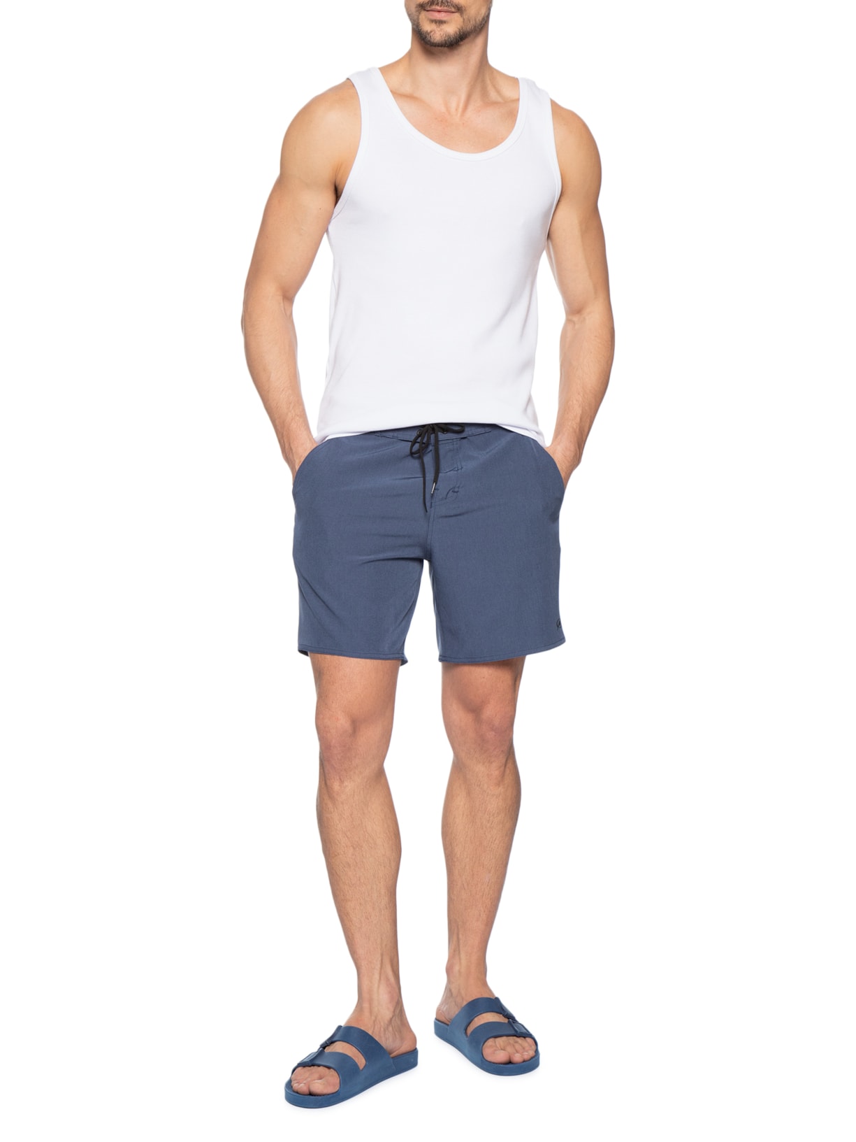Bermuda Beachwear Maculino Midi Mescla Azul Blueman
