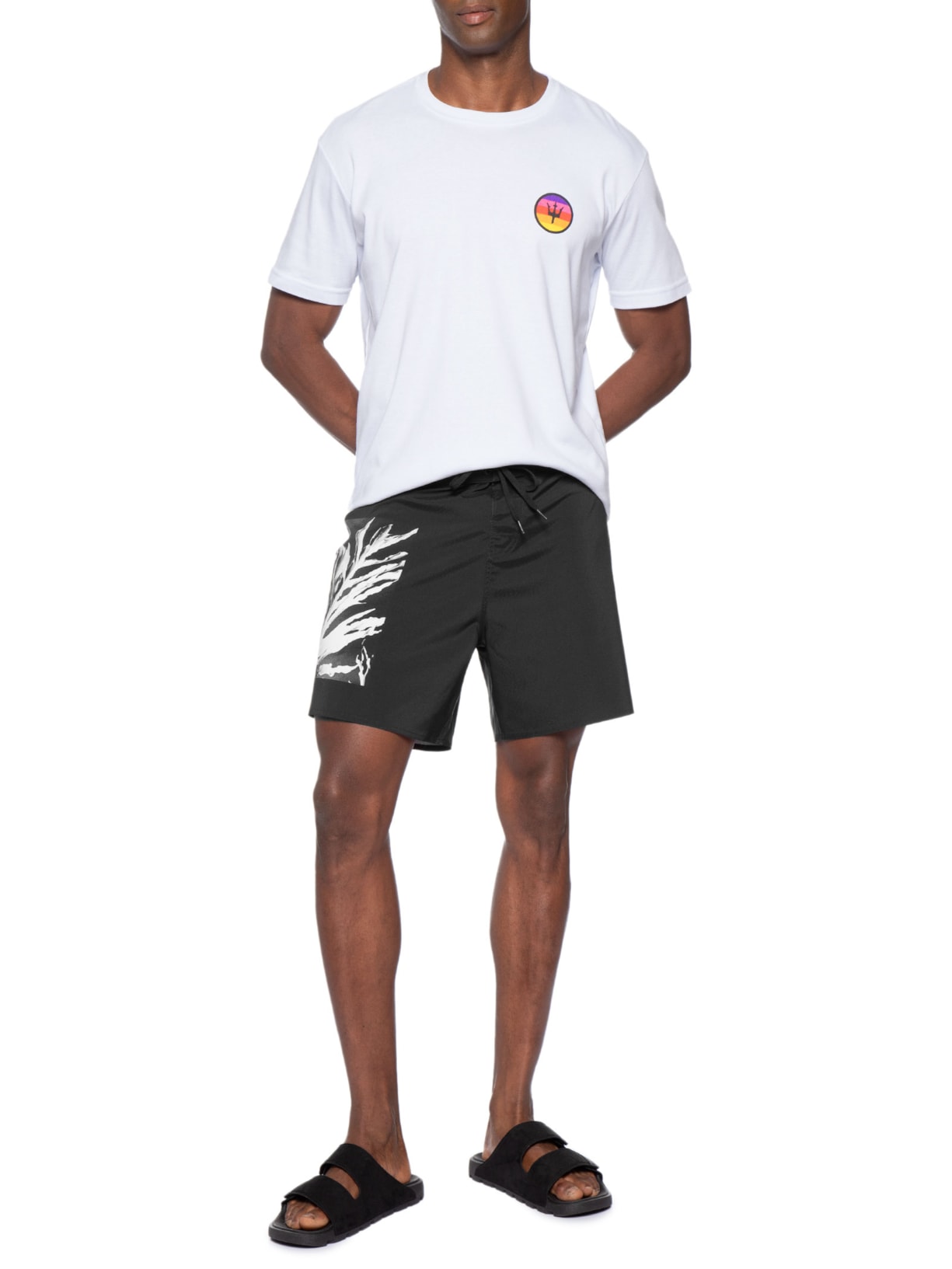 Bermuda Beachwear Masculina Aquaone Flex Guaimbê A7 Preto Osklen